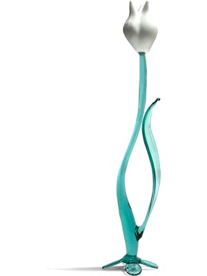 Lale Beyaz Renk Cam Sanatı El Yapımı