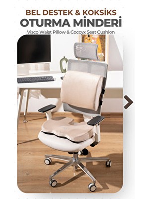 Viscotex Visco Ortopedik Oturma ve Bel Destek Minderi Seti, Sırt Yastığı ve Koksiks Minderi