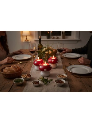 Kelebek Rüyası Sanat Atölyesi Dekoratif Mantar Mumluk - 3 Adet