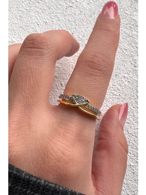 Leo'Stone V.ı.p Çift Renk Seri Soft Knot Tasarım Zirkon Taşlı Elmas Model Ayarlanabilir Çelik Yüzük