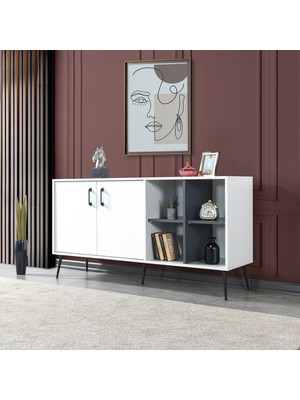EVMO Home 4612 Şile 160 cm Konsol Beyaz-Antrasit
