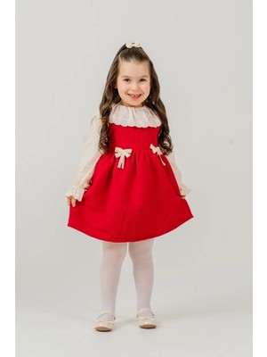 Joy Kids Şönil Kumaş Fisto Yaka Elbise (6-24 Ay) (3-6 Yaş)