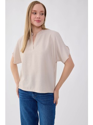 Vitrin Krinkıl Kumaş Kol Detaylı Bluz