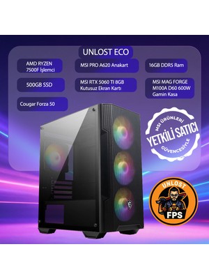 Tebilon UNLOST ECO- Amd Ryzen 7500F-MSI Rtx 5060TI Shadow 8gb Bulk-Msı A620-16GB-500GB Ssd-Oem Paket
