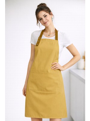 Hulganz Mutfak Önlüğü Leke Tutmaz Su Itici Kumaş Çıtçıtlı Boyun Askılı Cepli Önlük