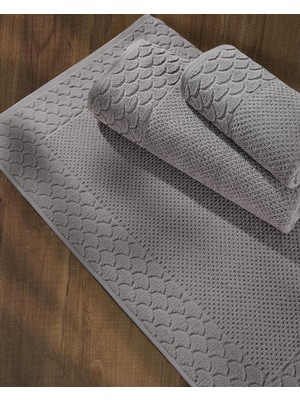 Aesco Soley | Alana | Yumuşak Pamuklu Pirinç Örgü 3'lü Havlu Seti Gri