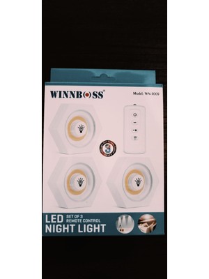 Winnboss Uzaktan Kumandalı 3'lü LED Lamba Pilli Dolap Işığı Mutfak Rafı Işığı