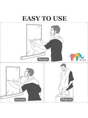 Aesco Saç Sakal Yemek Örtüsü Duş Banyo Temizlik Önlüğü Vantuzlu Aparat Aynaya Fayansa Veya Asılabilir Fonksiyonel Sakal Önlüğü