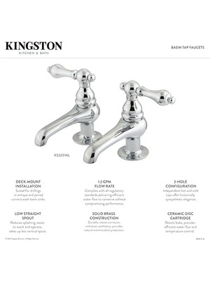 Aesco KS3208AX Restorasyon Lavabo Musluk Musluğu, Fırçalanmış Nikel, 3,88 x 3,5 x 1,75