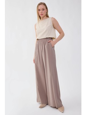 Vitrin Geniş Paça Beli Lastikli Rahat Pantolon