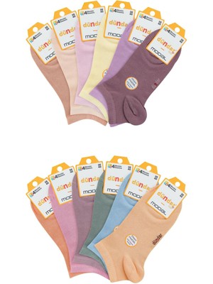 Dündar Kadın Modal Patik Çorap - 6’lı Paket Dikişsiz & Yumuşak Dokulu Koku Yapmaz Açık Asorti