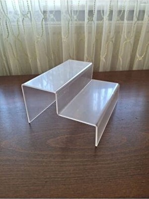  seha pleksi akrilik 2 katlı merdiven stand 3 mm ( 2 basamak 8cm x 30cm )