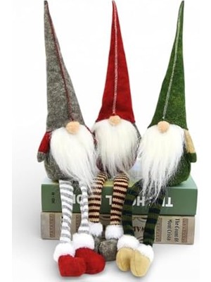 Aesco 1 Adet 35 cm Uzun Şapkalı Gnome Tomte Şans Cücesi Yılbaşı Süsü Parti Dekorasyon Süs, Kırmızı