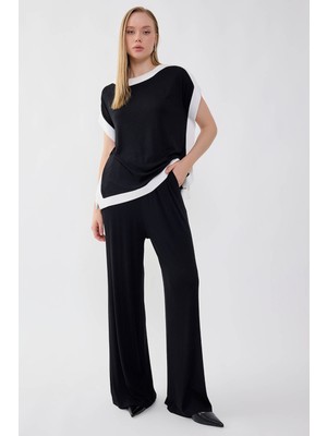 Vitrin Belde Lastik Detaylı Geniş Paça Salaş Pantolon