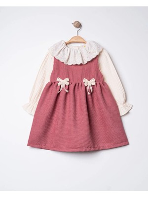 Joy Kids Şönil Kumaş Fisto Yaka Elbise (6-24 Ay) (3-6 Yaş)