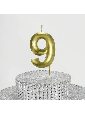 Aesco 9 Dokuz Rakamlı (Altın) Mum 6.5 cm