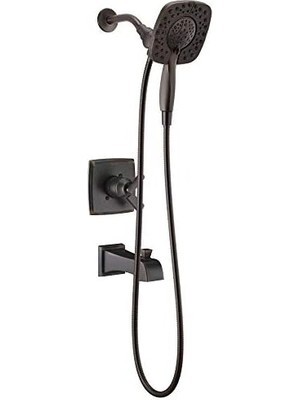 Aesco Ashlyn 17 Serisi Çift Işlevli Küvet ve Duş Seti 2 Püskürtmeli Dokunmatik Temiz IN2ITION 2'si 1 Arada Elde Tutulan Hortumlu Duş Başlığı, Venedik Bronz T17464-RB-I (Vana Dahil Değildir)