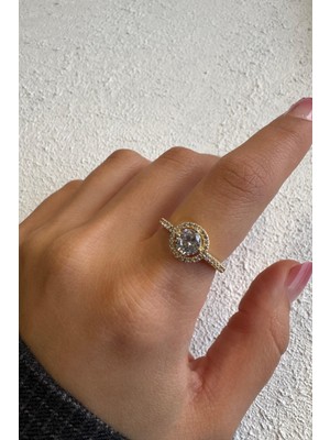 Leo'Stone Özel Seri Aurina Tek Taş Yarım Tur Minimal Taşlı Tasarım Ayarlanabilir Kadın Çelik Yüzük