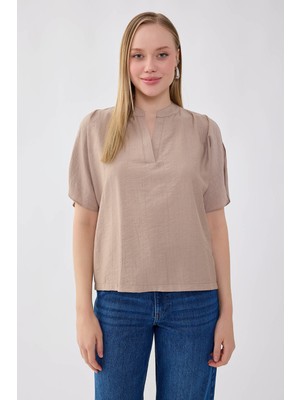 Vitrin Krinkıl Kumaş Kol Detaylı Bluz