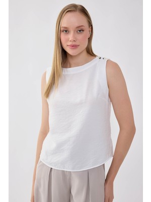 Vitrin Sıfır Kol Omuzu Düğmeli Bluz