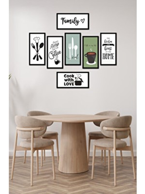 KutuTR Modern Style Mutfak Model Dekorize Mdf 7 Parça Çerçeve Görünümlü Tablo Set 10205