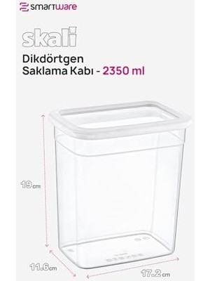 Aesco 6'lı Set Skali Dikdörtgen Saklama Kabı Beyaz 2350 ml - Beyaz, Çok Amaçlı Saklama Kabı