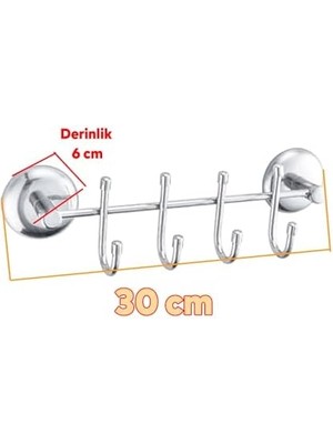 Aesco Metal 4'lü Banyo Lavabo Vidalı Askılık Sağlam Aparat Krom Askılık Elbise Havlu Asma Askı