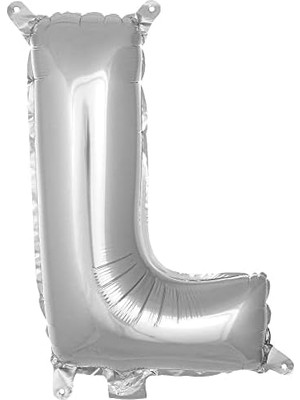 Aesco L Harfi 16 Inç Gümüş Renk Folyo Balon 36 cm (Gümüş)