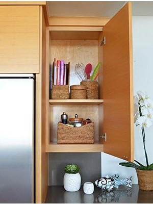 Aesco La Jolla Rattan Magazine File Basket, /brown _ P, /brown, 26.67 x 11.43 x 30.48 cm