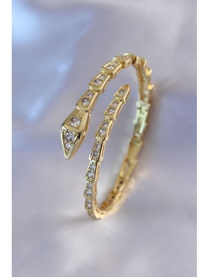 Vice Avm VIP Seri Yılan Model Gold Renk Kadın Kelepçe Bileklik - TJ-BB5489 TG-V 2148