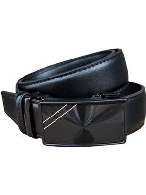 Kemer Dünyası Otomatik Tokalı Deliksiz Siyah Deri Erkek Kemeri