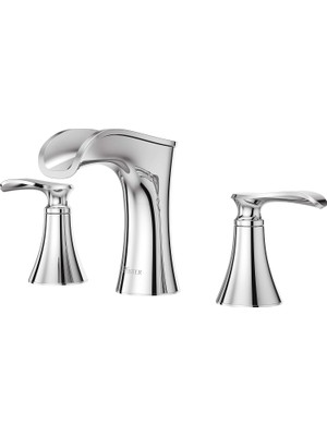 Aesco Jaida Banyo Lavabo Bataryası, 8 Inç Yaygın, 2 Kulplu, 3 Delikli, Parlak Krom Kaplama, LF049JDCC