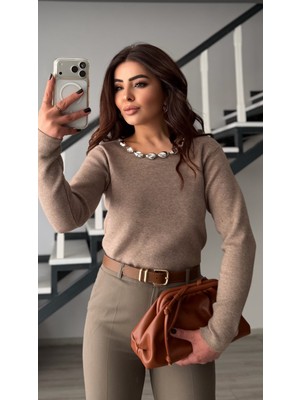 Elisin Vizon Yakası Taşlı Kazak