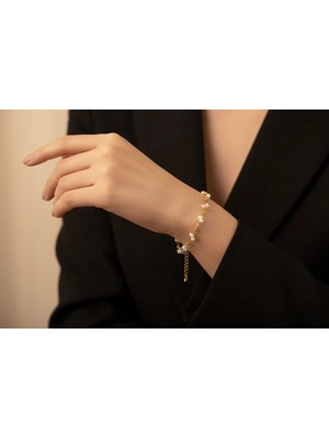 Doğal Freshwater Incili Bileklik| 925 Ayar Gümüş ve Altın Kaplama | Organik Mop– Inci Bileklik| Şık ve Zarif Hediye Seçeneği