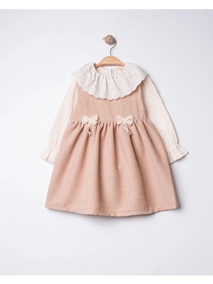 Joy Kids Şönil Kumaş Fisto Yaka Elbise (6-24 Ay) (3-6 Yaş)