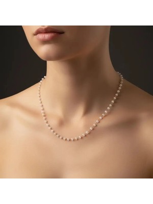 G&A Jewels Doğal Ay Taşı Kolye | Altın Kaplama Zincir Üzerine Dizili Gerçek Ay Taşı Boncuklar | El Yapımı Minimal Takı