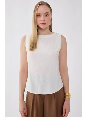 Vitrin Sıfır Kol Omuzu Düğmeli Bluz