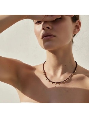 G&A Jewels Lal Taşı (Garnet) Kolye | Zarif 925 Ayar Gümüş & Altın Kaplama Charm'lı | Kadınlar İçin Doğal Taşlı Boncuklu Takı, Mükemmel Hediye