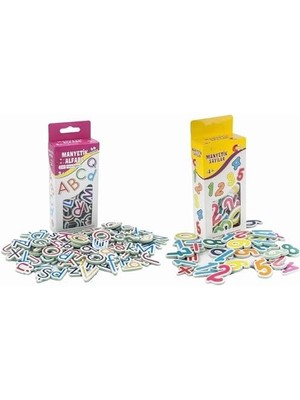 Aesco 2'li Set Manyetik Mıknatıslı Türkçe - Ingilizce Harfler & Sayılar - Eğitici Alfabe - Sayılar Magnet