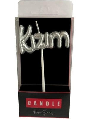 Aesco Kızım Yazılı Folyo Balon Şekilli Gümüş Mum MUM1002-5