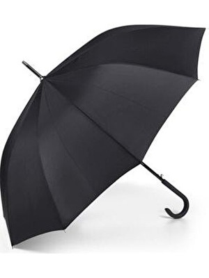  siyah uzun ve geniş otomatik açılma yağmurluk baston şemsiye