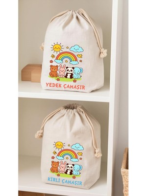 Aesco Çocuklar Için Yedek ve Kirli Kıyafet Torbası, 30X40 Cm, 2'li Set,