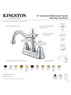 Aesco KB1605PX 10,5 cm Lavabo Bataryası Porselen Çapraz Kulplu, Yağlı Bronz Ovuşturdu Bronz, Yağlı Bronz
