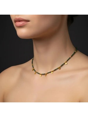 G&A Jewels Doğal Ruby Zoisit Boncuklu Kolye - 925 Ayar Gümüş & Altın Kaplama Charm'lı Kadınlar İçin Doğal Taş Takı, Zarif Hediye