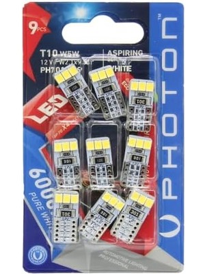 Aesco Photon Ampul T10 W5W 12V 10SMD LED (9'lu Blister)