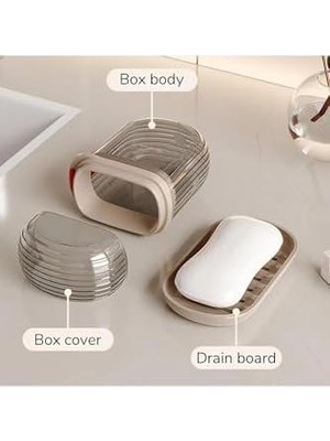 Aesco Şeffaf Kutu Şeklinde Plastik Katı Sabunluk Pratik Kullanımlı Hijyenik Banyo Sabun Kabı 1 Adet