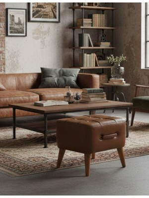 Maisonord Ottocase Nostaljik El Yapımı Kapitone Deri Puf - Kahverengi