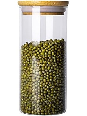 Aesco Cam Saklama Kavanoz, Bambu Kapaklı, 20 cm x 8,5 cm