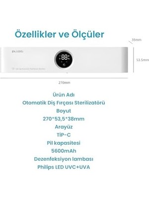 Aesco Şarj Edilebilir Diş Fırçası Tutacağı Tam Otomatik Sensörlü Uv Sterilizatör (Led Teknolojisi) Mavi