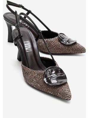 Luvi Levıa Kahverengi Hasır Dokulu Aksesuar Detaylı Kadın Topuklu Ayakkabı